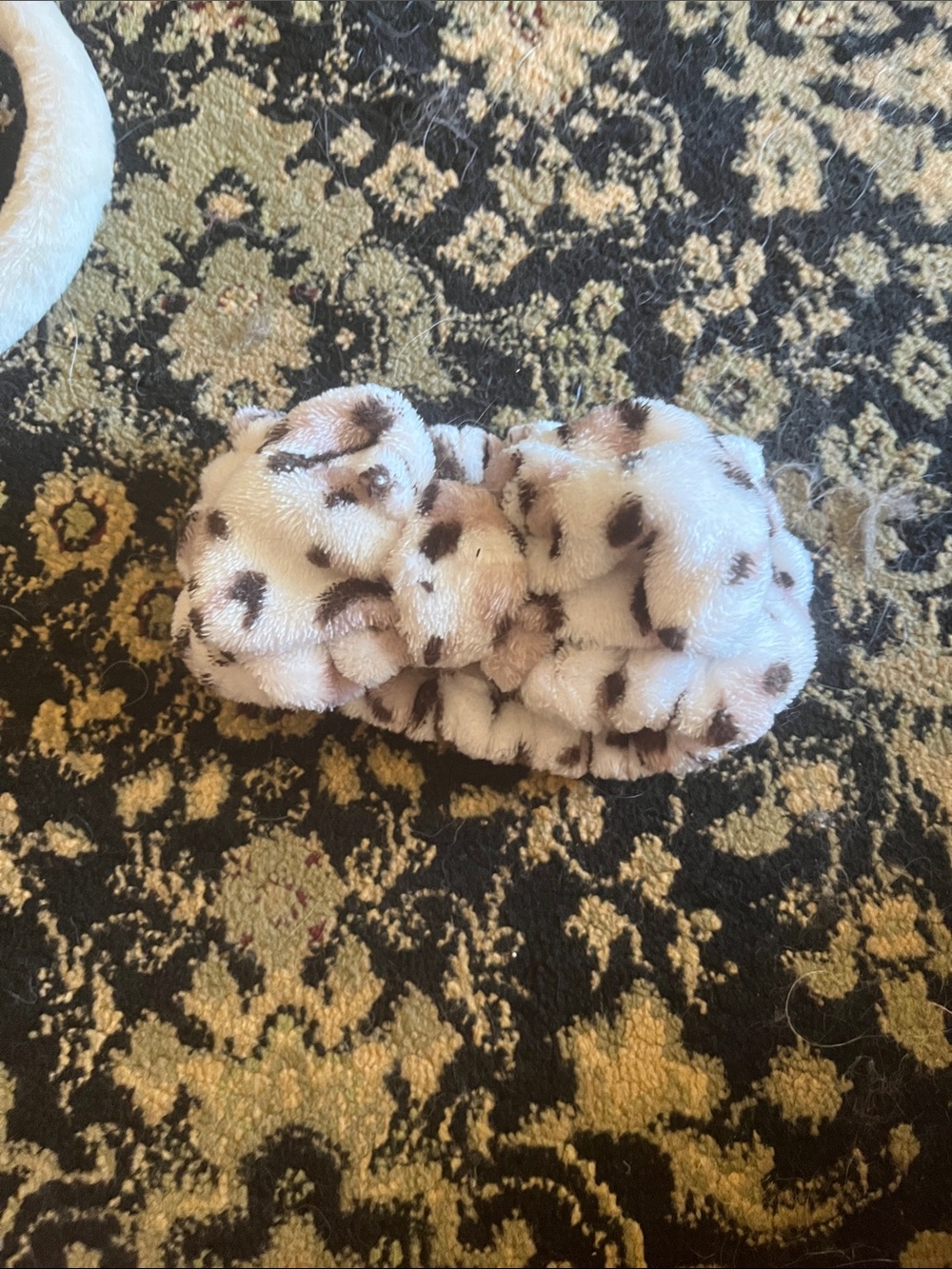 Plush Leopard Print Headband - Soft Pink/Beige Hair Accessory